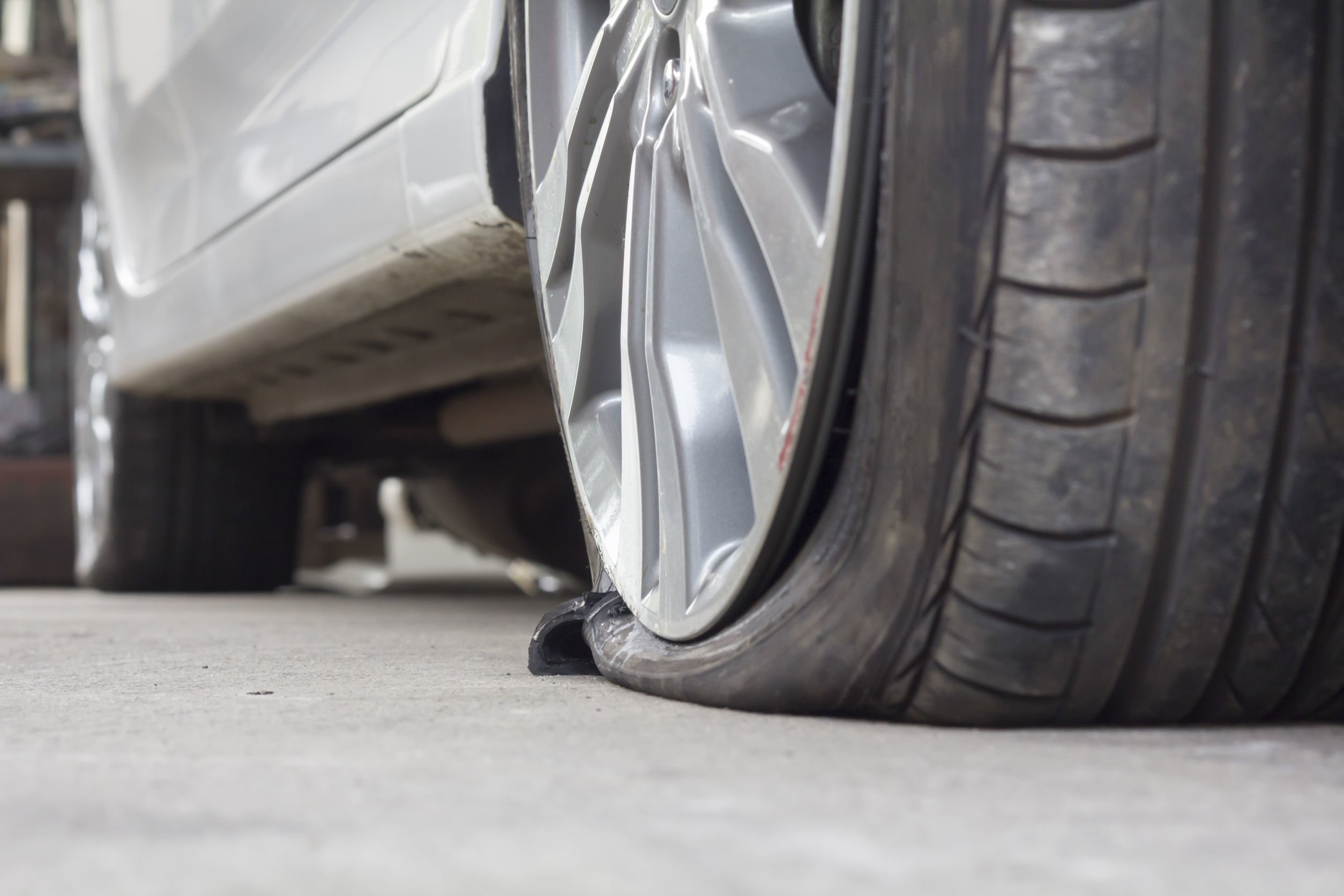38929448 - burst tire car
